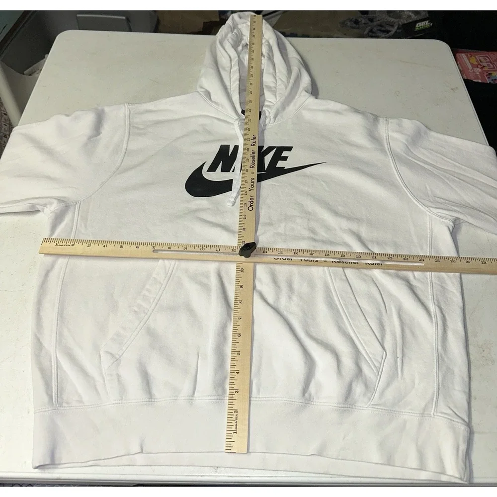 Nike‎ Swoosh Men's Size XL White Spell Out Hoodie Drawstring Pullover Sweatshirt
